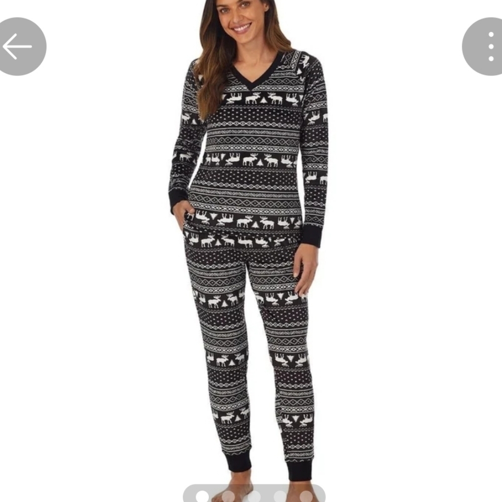 Cuddl Duds Black and White Velour Pajamas